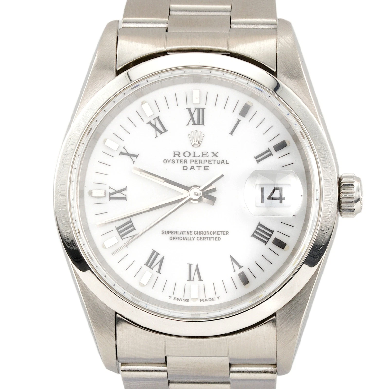 Rolex — Mens Rolex Stainless Steel 15200 Date Watch w/ Oyster Band and White Roman Dial
