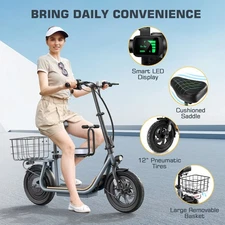 750W Electric Scooter with Seat Heavy Duty Adult 500lbs Weight Capacity E-Bike