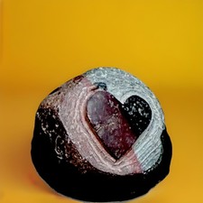 One of a Kind Rare Natural "Broken" Heart Rock Carving 2 Juxtaposing Color Fault