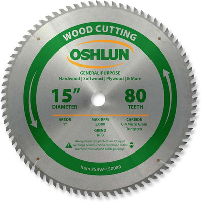 SBW-150080 15-Inch 80 Tooth ATB General Purpose Saw Blade with 1-Inch Arbor