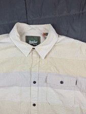 Howler Bros Mens Shirt Button Up Short Sleeve Cotton Striped XL Missing Button