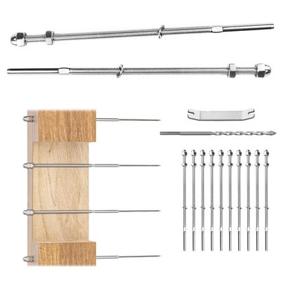 10 Pack 1/8'' Cable Railing Hardware Kit Hand For 6x6 Post, Silver