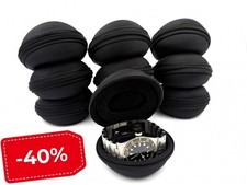 10 Watch Box Tonde Nere Monoposto Custodie Orologi Antigraffio PROMOZIONE