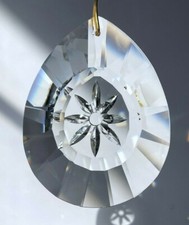 Etched Flower Teardrop Crystal Clear Prism Suncatcher 50mm or 76mm