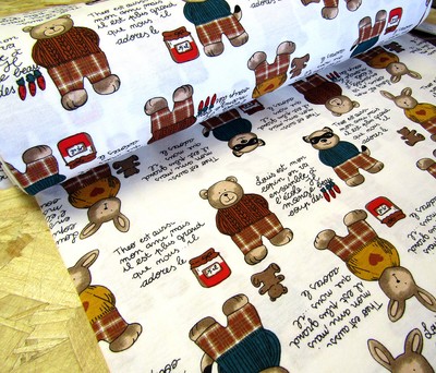 Teddy Bear Pattern Interlock T Shirt Cotton Jersey Fabric 1 2m Printed Jersey