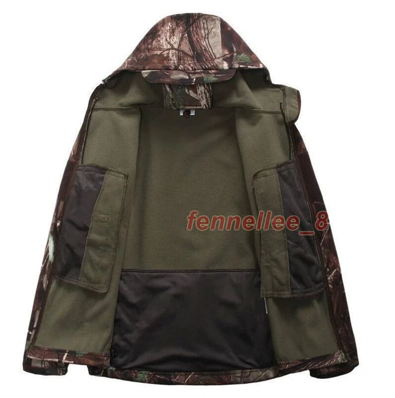 Men Hunting Camouflage Clothing Waterproof Windproof Hooded Jacket & Pants R145 - Image 4 of 4