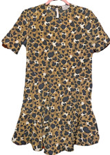 ASOS Size 8 Leopard Animal Print Short Sleeve Dress Beige & Black