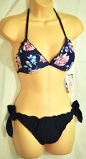 womens navy 2 piece swimsuit size medium adjustable straps padded triangle cups