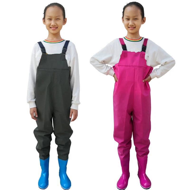 Kids Boy Girls Chest Wader Waterproof Trousers Boots Fishing Outdoor Camouflage - Image 2 of 4