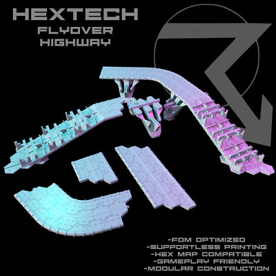 HEXTECH Trinity City Flyover Highway - 6mm Scale Terrain for Tabletop Wargames
