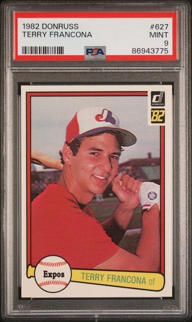 1982 Donruss Terry Francona PSA 9 MINT #627 VINTAGE Montreal Expos