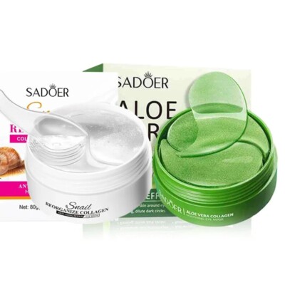 60 Stück/Box SADOER Schnecke Kollagen Aloe Vera Augenmaske Anti Augenringe Augen Tränensäcke