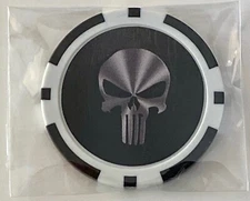 Punisher - Black Chrome - Marvel - Magnetic Clay Poker Chip -Golf Ball Marker 