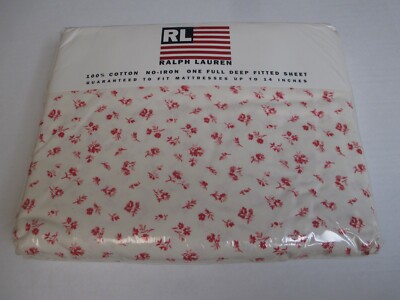New Ralph Lauren COLCHESTER Cream Red Floral Fitted Sheet - Full