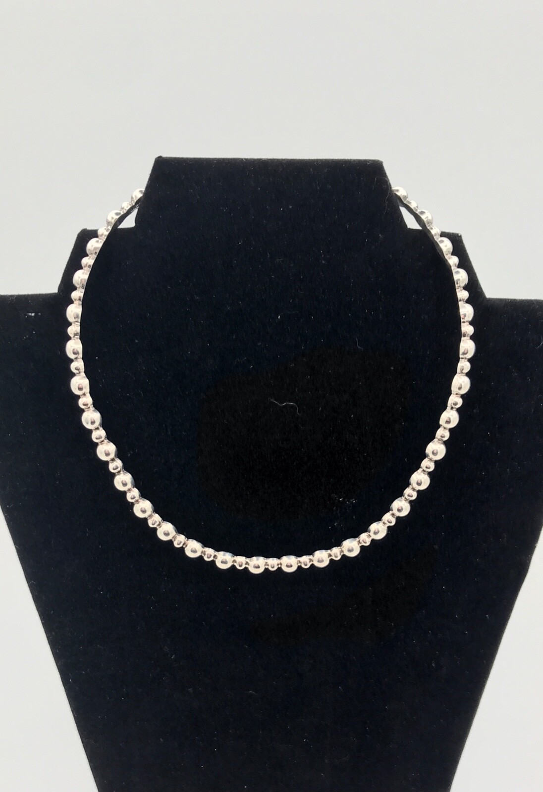 Sterling Silver - Solid Bead Choker Collar Neckla… - image 7