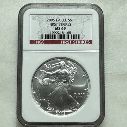 2005 American Silver Eagle NGC MS69 First Strike |  FS RED LABEL