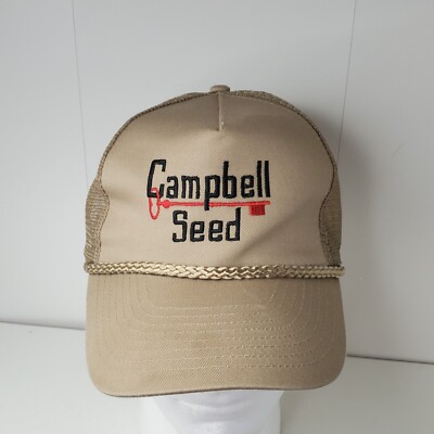 Vintage Campbell Seed Embroidered Key Logo Corn Snapback Hat Trucker Cap Farmer