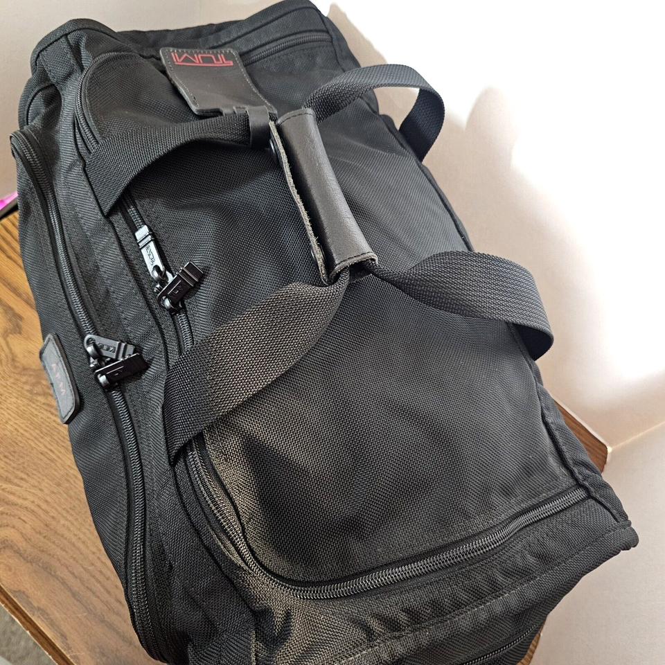 TUMI Black Carry On Duffle Bag Ballistic Nylon 19" Overnight Weekender