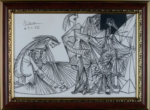 PABLO PICASSO / Real Charcoal on Paper Art Drawing Signed / Framed. Le 3. 1. 55. - Photo 1 sur 12