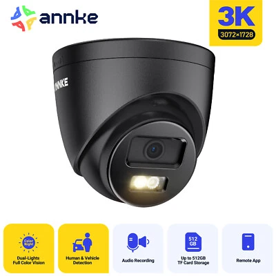 ANNKE 3K 5MP Audio POE Security IP Camera Outdoor Color Night Vision IP67 AI