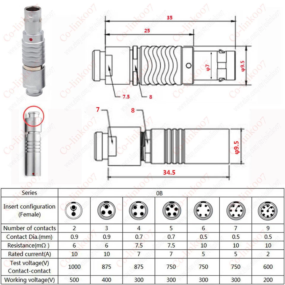 FGG PHG 0B M09 2 3 4 5 6 7 9 Pin plug For Arri Alexa Camera Timecode Terade Bond - Image 2 of 4