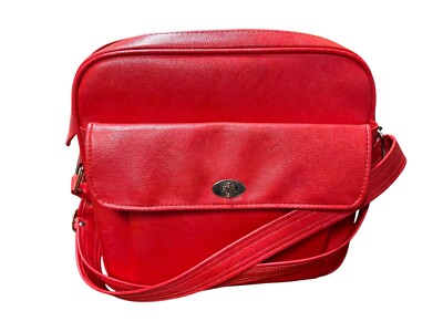 Vintage 1970's Red Samsonite Silhouette carry on zipper bag with lock and key