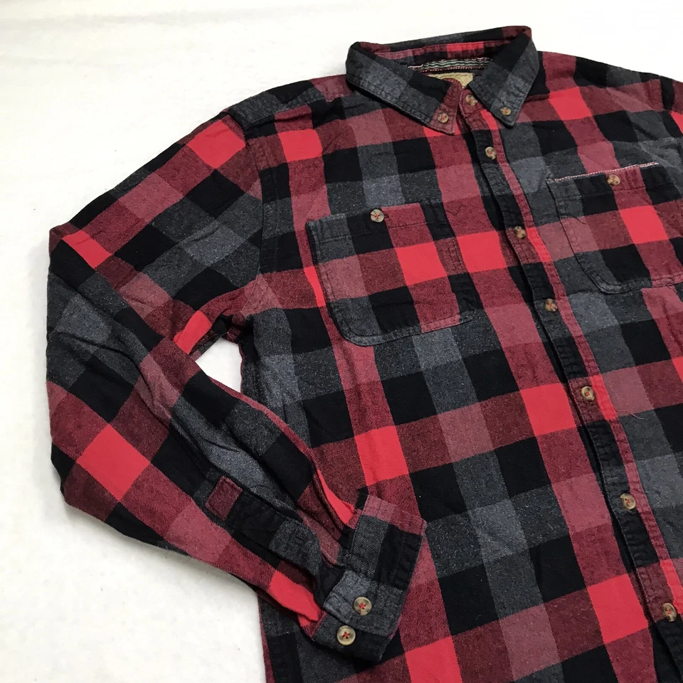 Camisa de franela vintage de lujo BOSTON TRADER para hombre XL roja negra gris búfalo a cuadros Foto 4 de 4