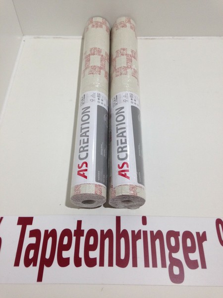 Vliestapete As 2 X 36375-3 (2Rollen) Muster Beige Rot Restposten Wohnzimmer-image