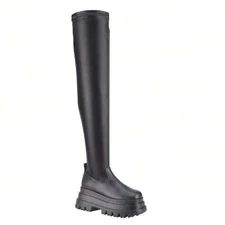 Over The Knee Boots For Women, Platform Leather Punk Chunky High Boot