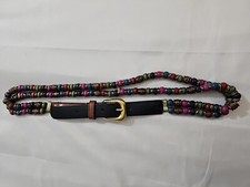 Vintage Multi Color Wooden Beads Belt Size M - L Boho Hippy