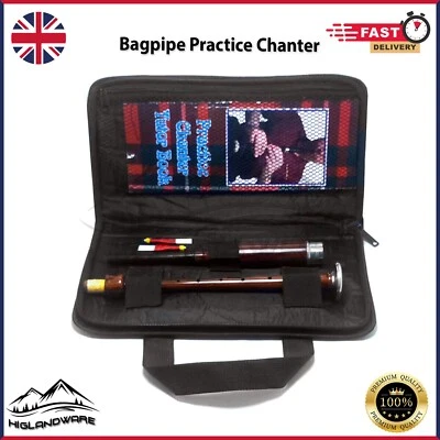 HW Highland Bagpipe Chanters Practice Chanter Rosewood Natural Finish With BAG