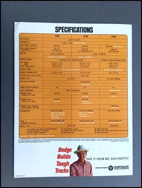 1970 Dodge Forward Control Van P200 P300 P400 Vintage Sales Brochure Catalog - Image 4 of 4