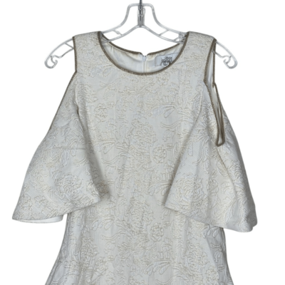 open lace back dress Tie-Shoulder Bow Sleeveless Midi Dress by Badgley Mischka