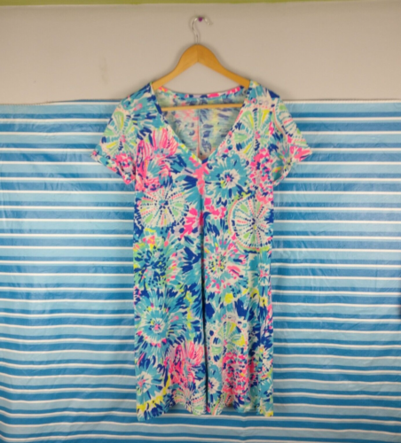 Vestido Camisa de Cuello de Vno Lilly Pulitzer Peruano de Algodón, Vestido Mediano de Verano, M - Imagen 1 de 6