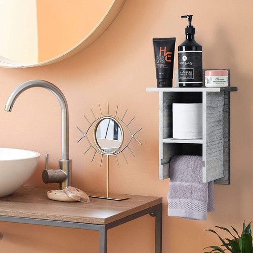 Toilet Paper Holder with Mobile Phone Storage Shelf Wall Mounted For Bathroom - Picture 7 of 7