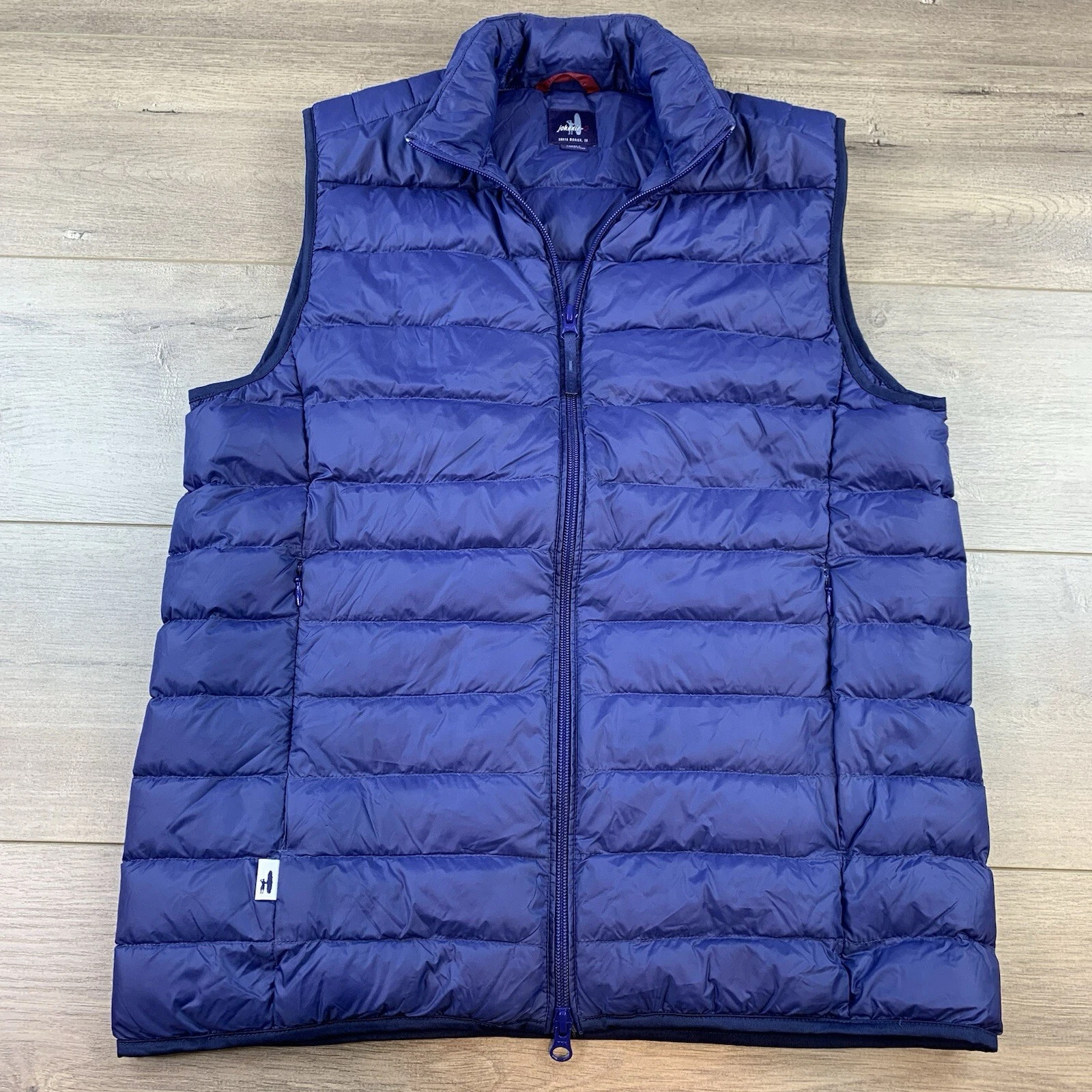 Johnnie O Vest Men’s Small Full Zip Duck Down Nylon Sleeveless Puffer Pockets