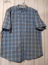 Chaps Shirt Men's XXL Blue Button Front Easy Care Short Sleeve