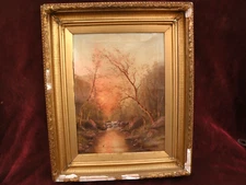 Nils Christiansen 1850-1922 Danish art atmospheric forest landscape painting