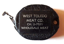 Vintage WEST TOLEDO MEAT CO. 36" Metal Measuring Tape Made in USA