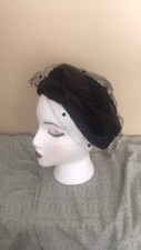 Velvet And satin Black Vintage Hat