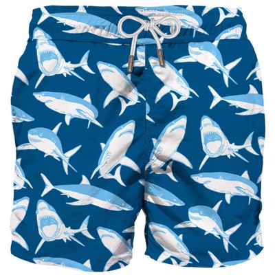 MC2 Saint Barth Man Classic Swim Shorts Sharks Print