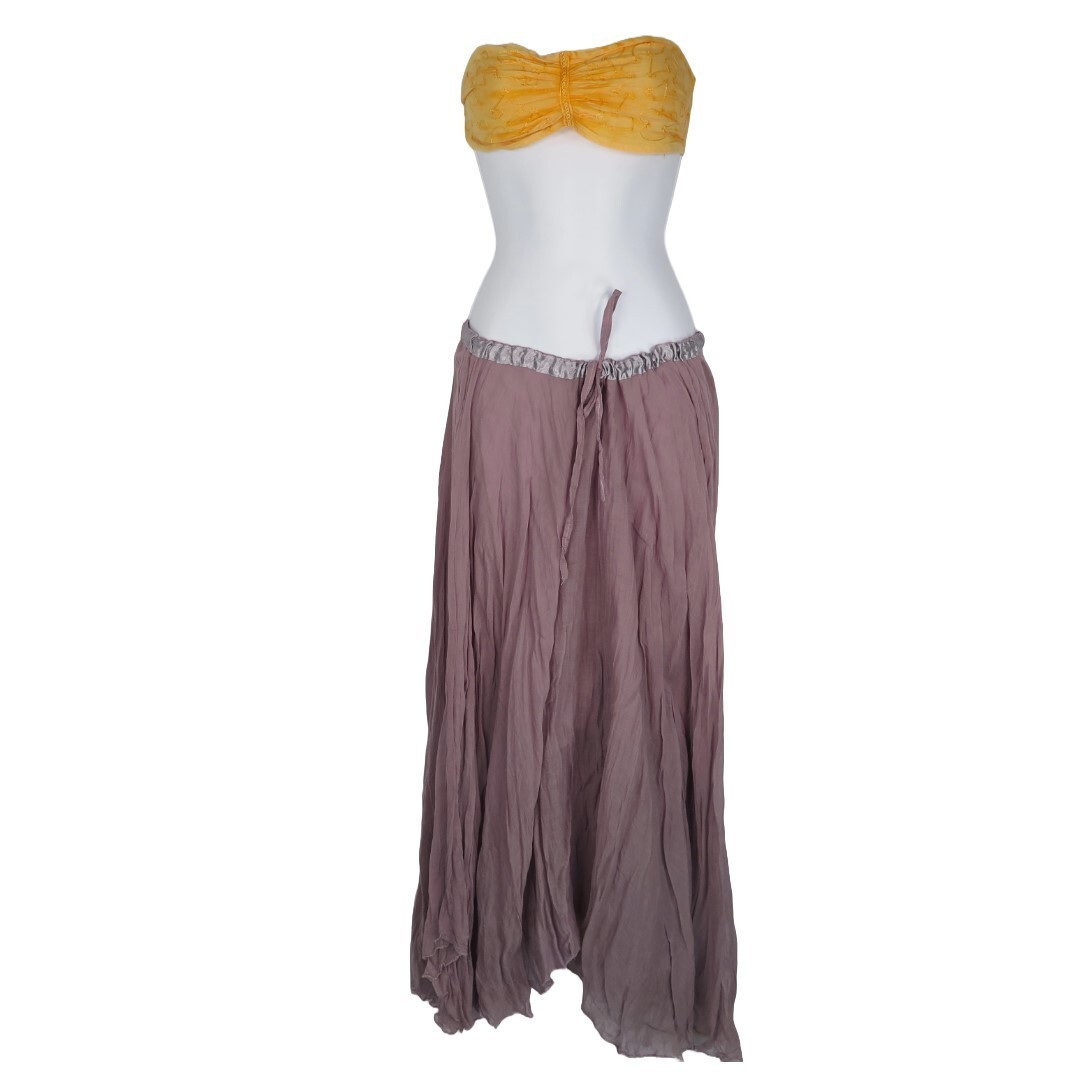 Handmade Mauve Voile Cotton Skirt with Drawstring and Umbrella Coverup-image