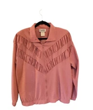 Teddi Sports Mauve Ruched Zipup Activewear Jacket Large