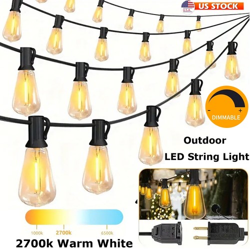 Cadena de luces LED para exteriores de 50 pies - 800 pies regulables impermeables ST38 LED luces de patio - Imagen 2 de 31