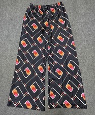 Zara Geometrical Print Navy Blue Wide Leg Trouser Pants Size M