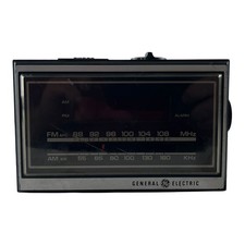 Vintage GE 7-4520A AM/FM 6" X 4" Alarm Clock Radio Woodgrain - Tested Working