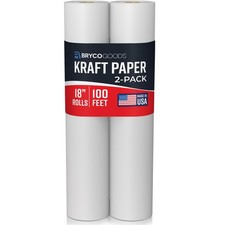 Bryco Goods 18  x1200   100   White Kraft Paper 18" x 100' 2-Pack ,