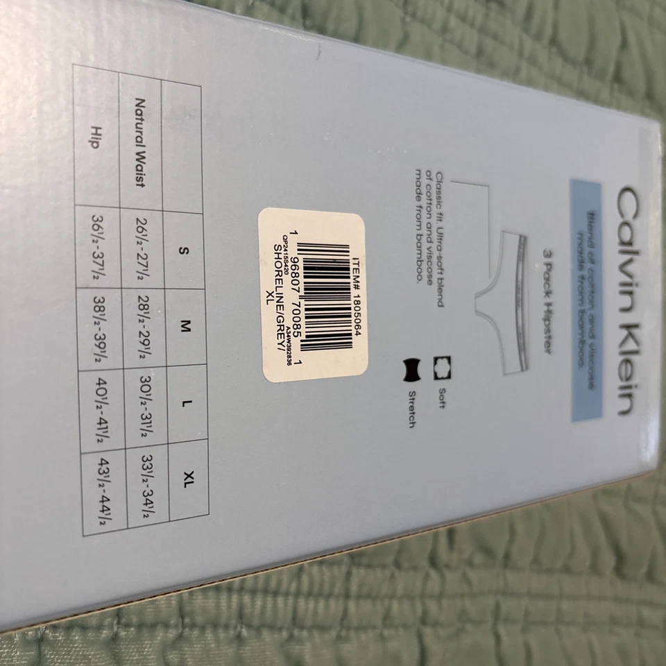 Paquete de 3 bragas hipster Calvin Klein ropa interior XL algodón elástico nuevas en caja Foto 3 de 4