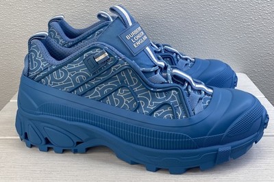 Burberry Arthur Monogram Print Sneakers Men's Size US9 EU42 Blue Topaz Neoprene