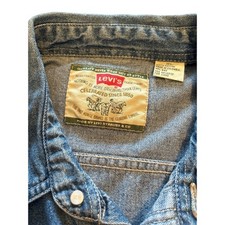 Vintage Levi's Denim Shirt XL Western Workwear Snap Button Up Red Tab Cotton